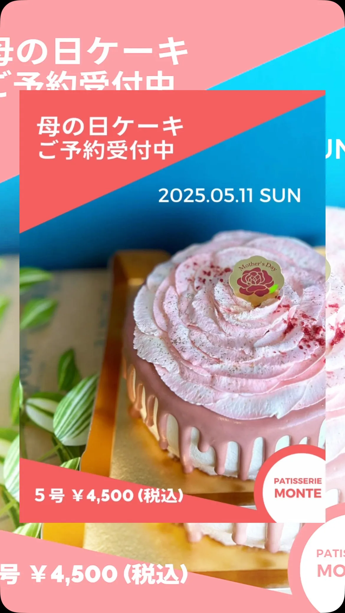 母の日ケーキ予約受付開始💐